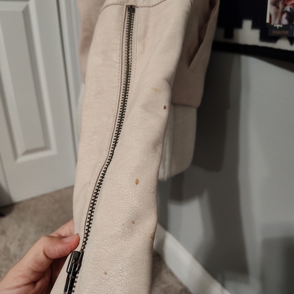 🩷GUC Free People Max Moto Inspired Full Zip Suede Faux Leather Jacket, Pink, S - Picture 14 of 16